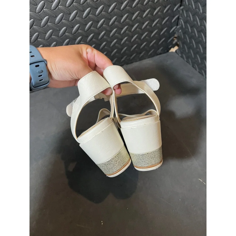 Cole Haan Grand Ambition Sandals Womens 6.5 Ivory White Wedge Platform‎ Strap